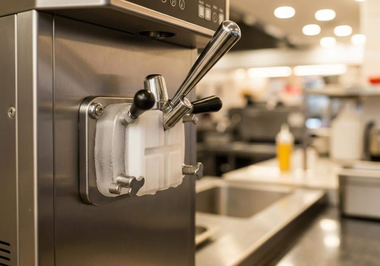 Machine à glace molle professionnelle vue rapprochée